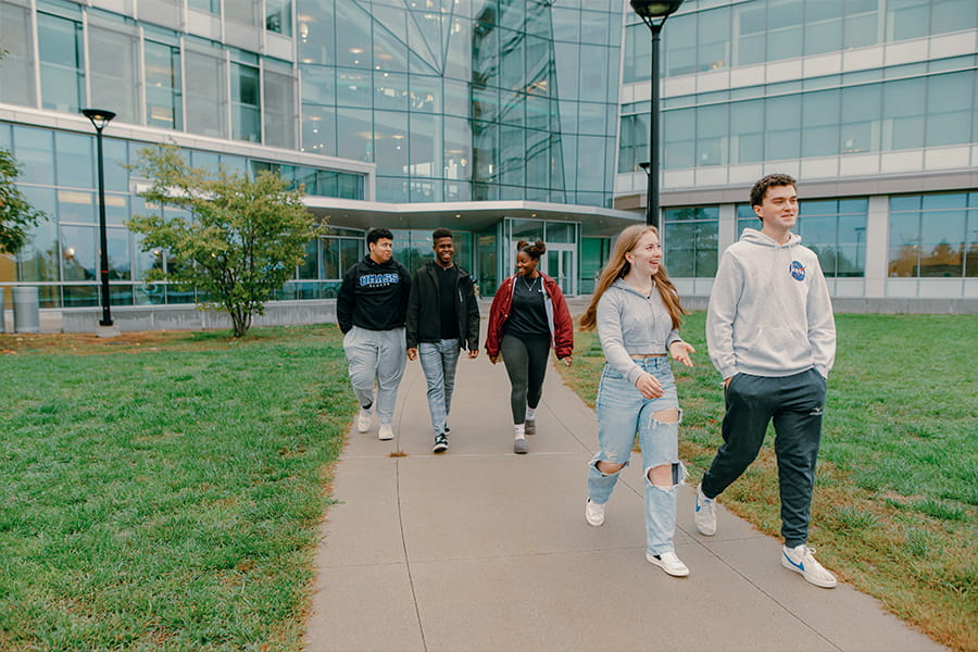 Students walking on campus