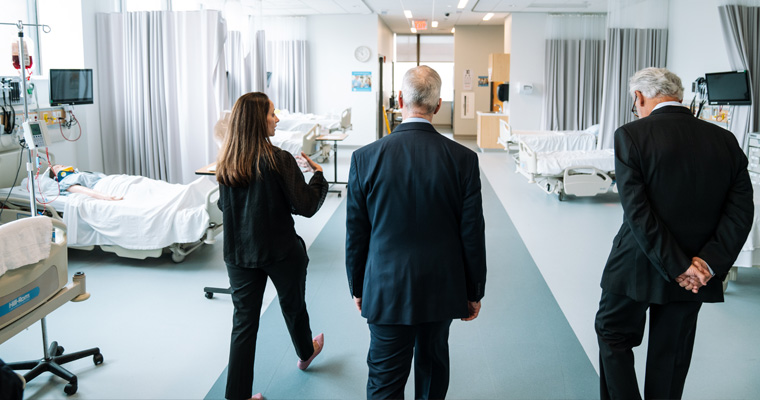 Congressman Lynch tours the nursing simulation lab.