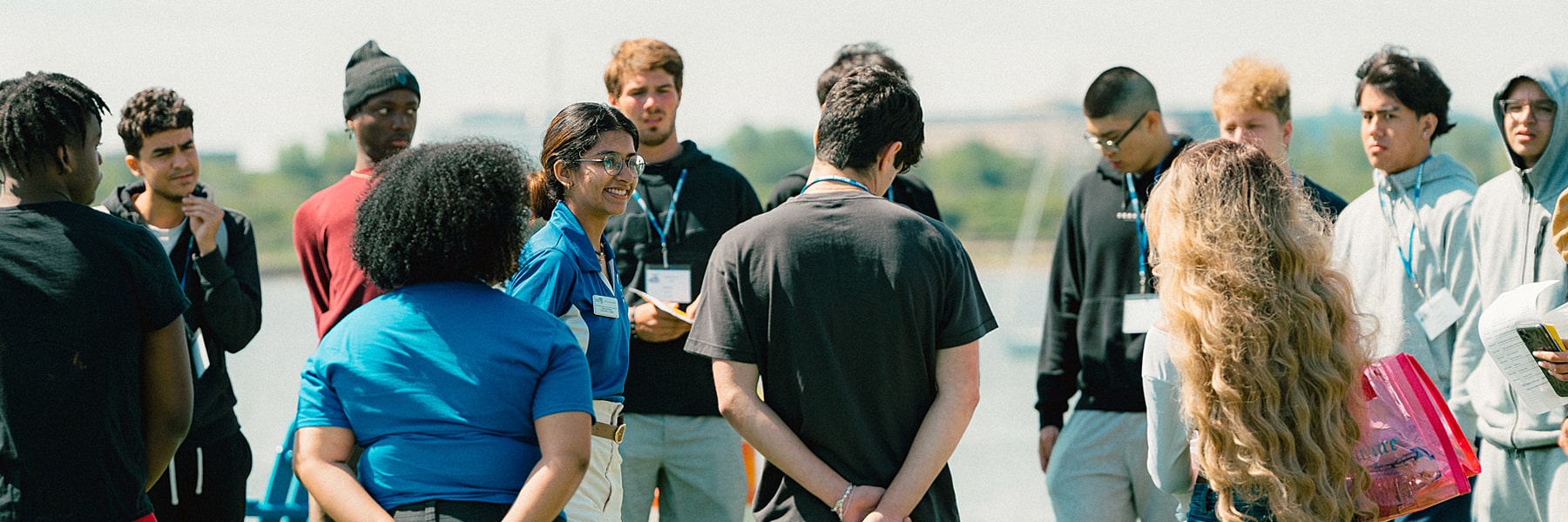 Student giving tour during orientation